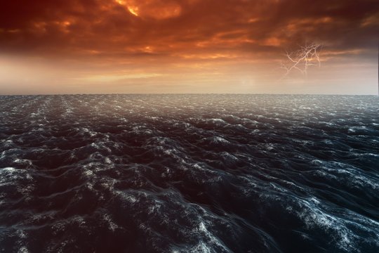 Composite image of rough blue ocean