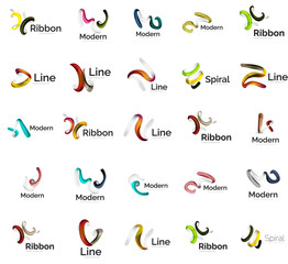 Set of abstract ribbon logo icons