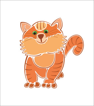 Ginger furry fat cat isolated vector image