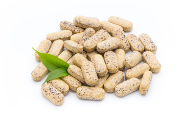 Alternative Medicine. Vitamin capsules. Homeopathic supplement.