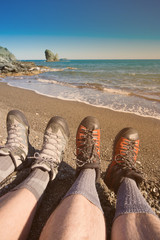 Naklejka premium Trekking through the National Park along the coast.