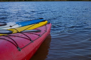  Colourful kayaks on the beach 