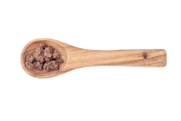 chocolate pieces on spatula