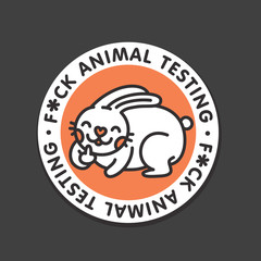 Stop animal testing vector sticker illustration