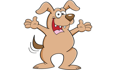 Fototapeta premium Cartoon illustration of a dog with both arms extended.