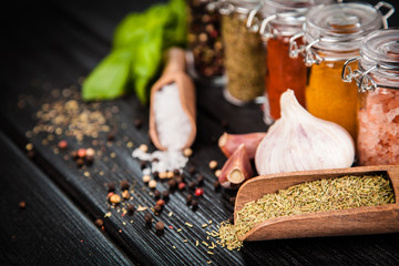 Set of different herbs and spice