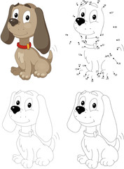 Cartoon funny dog. Dot to dot game for kids