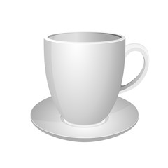 Реалистичный вектор на изолированном белом фоне белая чашка и блюдце. вкусный горячий напиток
