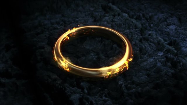 Gold ring. Text appears on the ring.
