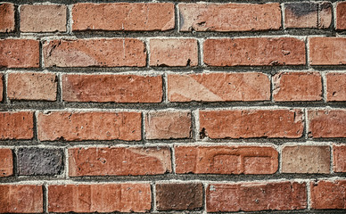 Obraz premium Washed Out Brick Wall for Texture Background with Vintage Edit, Dirt, Scratches, Noise