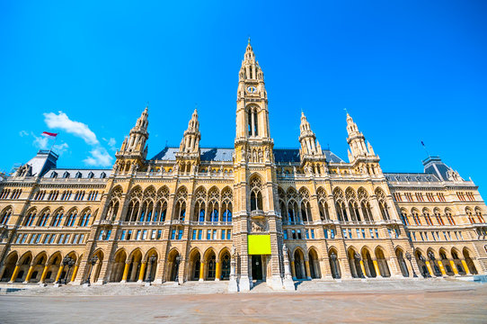 City Hall (Rathaus) against blue sky in Vienna, Austria