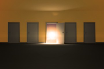 Composite image of illustration of doors