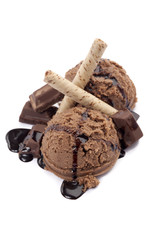 chocolate flavored ice cream on white