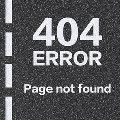 404 error page not found on asphalt road