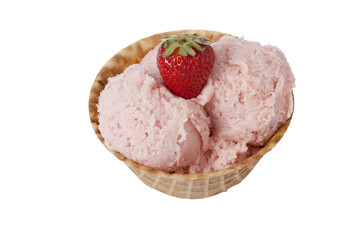 strawberry flavored ice cream cone