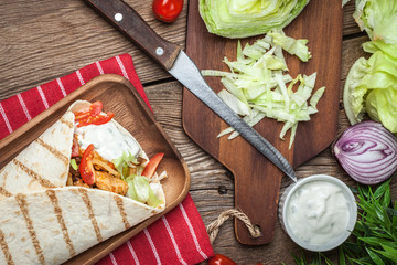 Tasty fresh wrap sandwich.