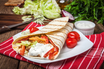 Tasty fresh wrap sandwich.