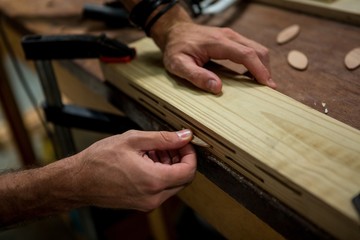 Carpenter working on his craft