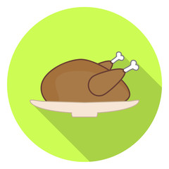 Fried chicken or turkey long shadow icon.