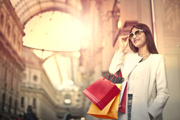 Woman doing shopping in Milan