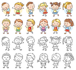 Set of different kids with various emotions