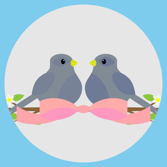Sweethearts on a branch icon illustration