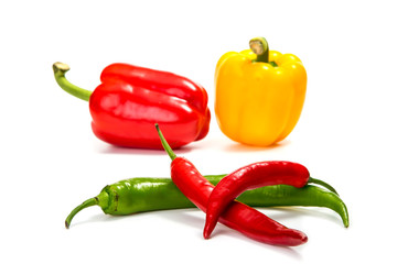 chili peppers and red, yellow and green bell pepper