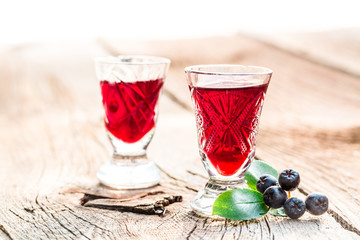 Sweet liqueur made of chokeberries and alcohol