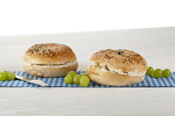 two bagel sandwiches