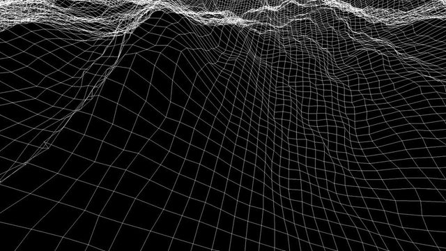 Wireframe Wave Background in Motion. Nice 3D Animation for your Project

