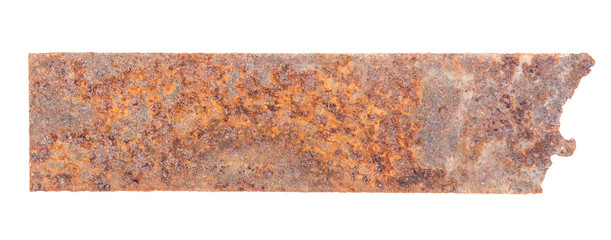 rusty metal plate isolated on white background
