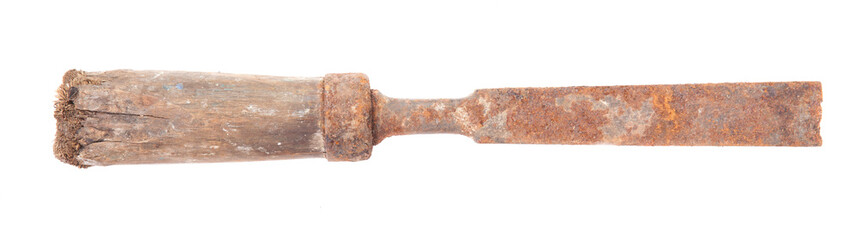 rusty chisel isolated on a white background