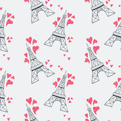Fototapeta na wymiar Eiffel tower seamless pattern