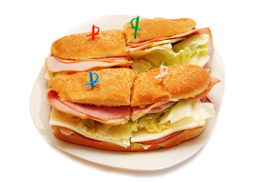 Ham and Cheese Sandwiches Served for a Healthy Meal