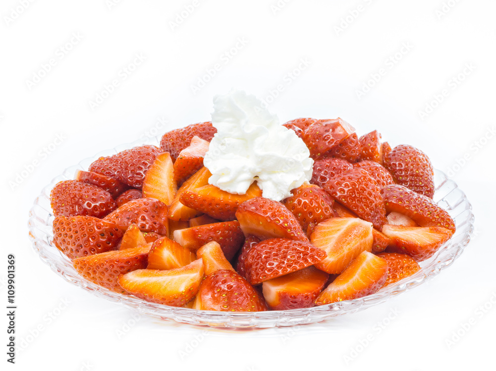 Wall mural strawberries with whipped cream