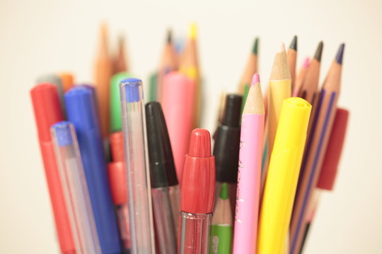 Container With Pens And Pencils