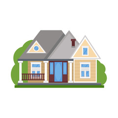 Private residential architecture. Family home. Traditional and modern house. Flat style vector illustration