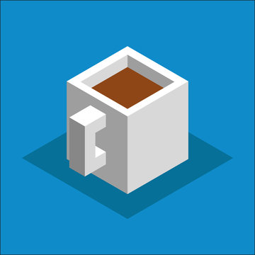 Coffee Mug painted isometric. Vector illustration. Tea and coffee cup icon, isometric 3d style