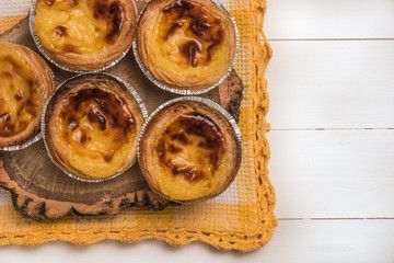 Pasteis de nata, typical Portuguese egg tart pastries from Lisbon