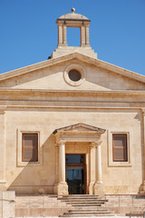 The facade of Malta Stock Exchange building. Valletta, Malta.