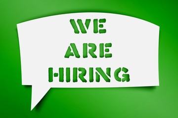 Composite image of we are hiring message 