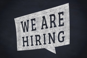 Composite image of we are hiring message 