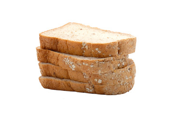 Slice grain breads isolated on white background