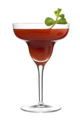 fruit juice in martini glass.
