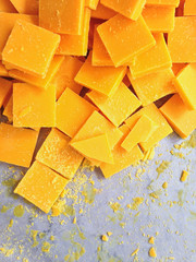 The pieces of beeswax to make candle