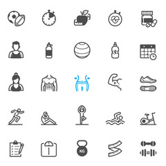 Fitness icons with White Background