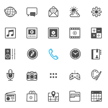 Mobile Phone application icons with White Background