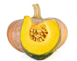 Green pumpkin isolated on the white background