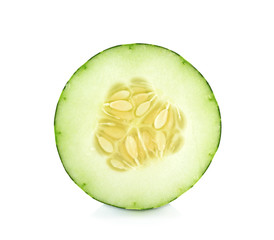 Slice of cucumber isolated on white background