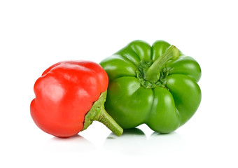 colorful bell peppers on white background